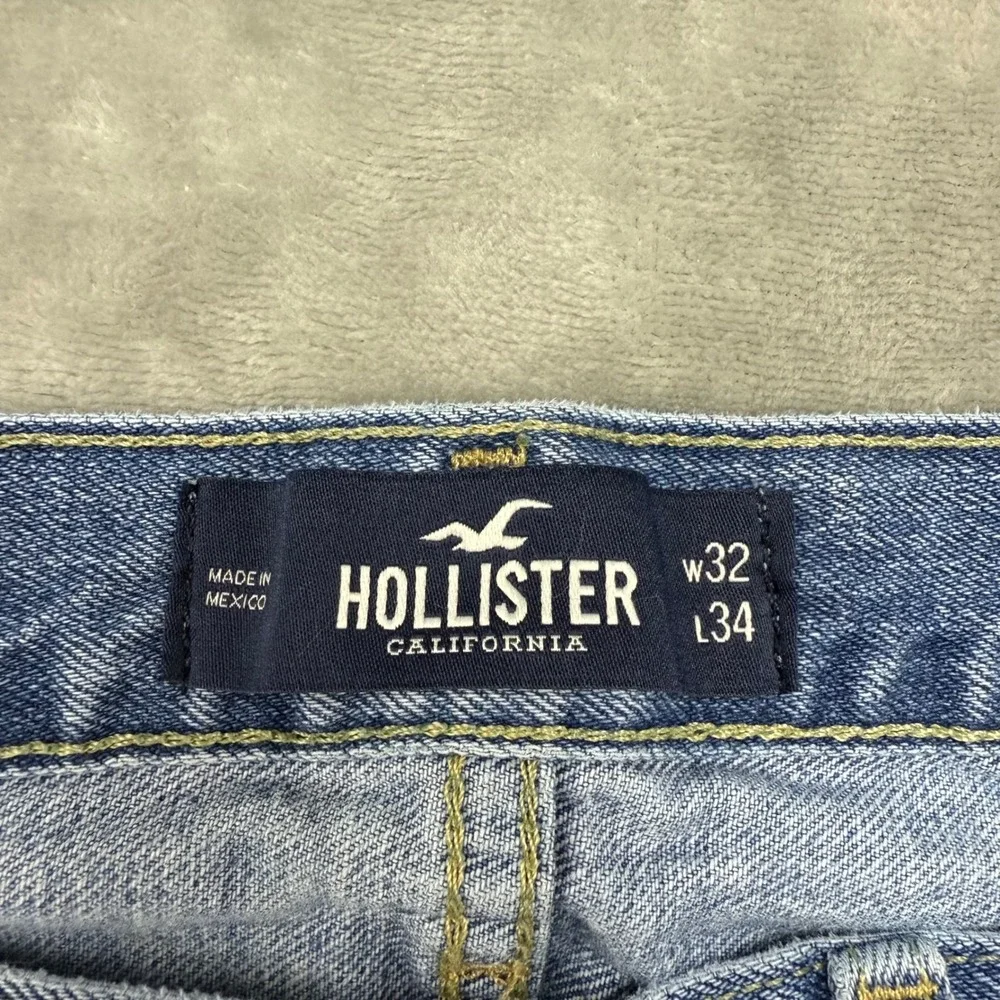 Hollister Mens‎ Skinny Jeans Light Wash Distressed Denim W32 L34 (meas 34x33)